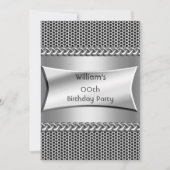 Mannen Birthday Party Silver Metal Search Chrome Kaart (Voorkant)