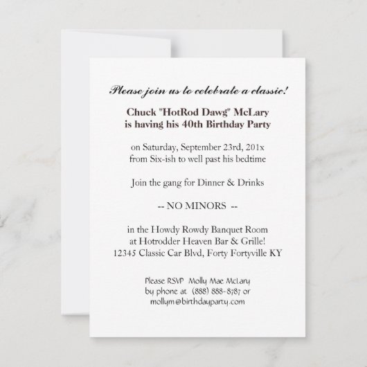 Mannen Birthday V8 Chrome Emblem Kaart (Achterkant)