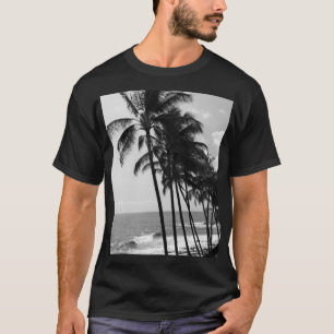Mannen Black and White Palm Trees T-Shirt