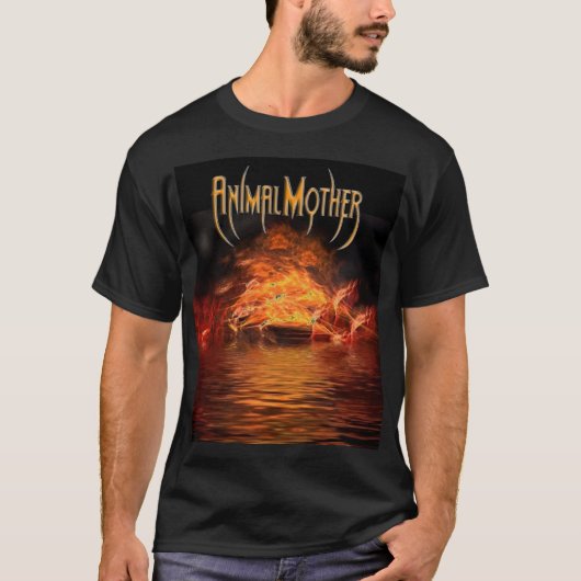 Mannen Black "Flame Lake" Basic T front/back T-shirt (Voorkant)