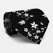 Mannen Black Floral Stropdas (Opgerold)