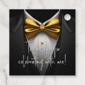 Mannen Black Gold Tuxedo Verjaardag Bedankjes Labels (Achterkant)
