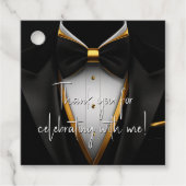 Mannen Black Gold Tuxedo Verjaardag Bedankjes Labels (Voorkant)