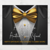 Mannen Black Gold Tuxedo Verjaardag Champagne Labe Sparkling Wijnetiket (Enkel label)