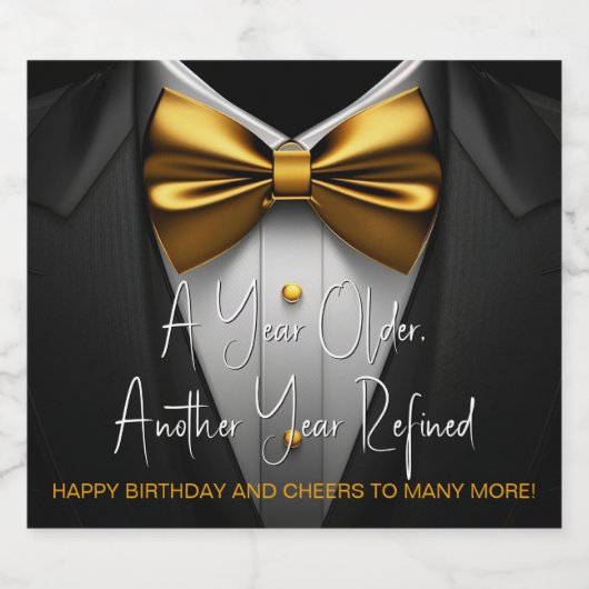 Mannen Black Gold Tuxedo Verjaardag Champagne Labe Sparkling Wijnetiket (Enkel label)