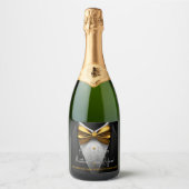 Mannen Black Gold Tuxedo Verjaardag Champagne Labe Sparkling Wijnetiket (Voorkant)