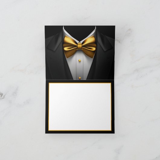 Mannen Black Gold Tuxedo verjaardagsfeestje Bedankkaart (Binnen)