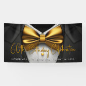 Mannen Black Gold Tuxedo verjaardagsfeestje Spandoek (Horizontaal)