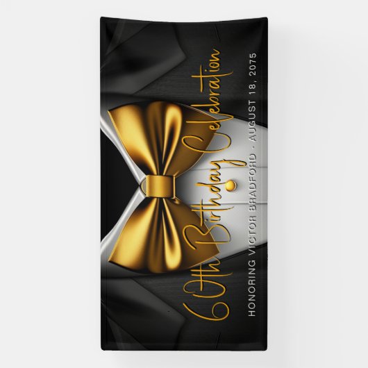Mannen Black Gold Tuxedo verjaardagsfeestje Spandoek (Verticaal)