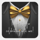 Mannen Black Gold Tuxedo verjaardagsfeestje Vierkante Sticker (Voorkant)