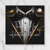 Mannen Black Gold Verjaardagsfeest Bedankjes Labels (Achterkant)