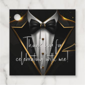 Mannen Black Gold Verjaardagsfeest Bedankjes Labels (Voorkant)