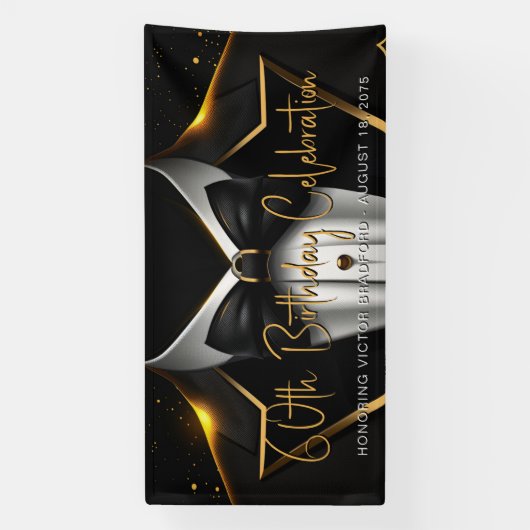 Mannen Black Gold verjaardagsfeestje Spandoek (Verticaal)