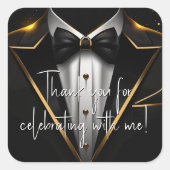 Mannen Black Gold verjaardagsfeestje Vierkante Sticker (Voorkant)