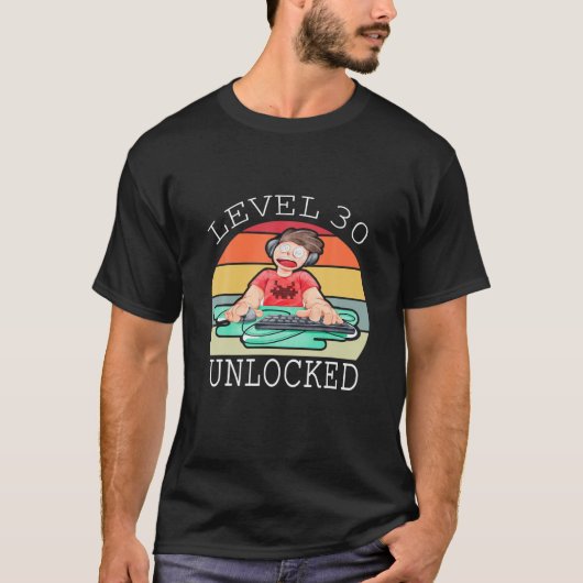 Mannen Black Level30 Unlocked Funny Video Gamer 30 T-shirt (Voorkant)