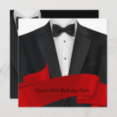 Mannen Black Red Tuxedo verjaardagsfeestje Kaart (Voorkant / Achterkant)