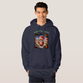 Mannen Black Santa Owl Hooded Sweatshirt