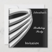 Mannen Black Silver Party Invitation bewaar de dat Save The Date (Voorkant)