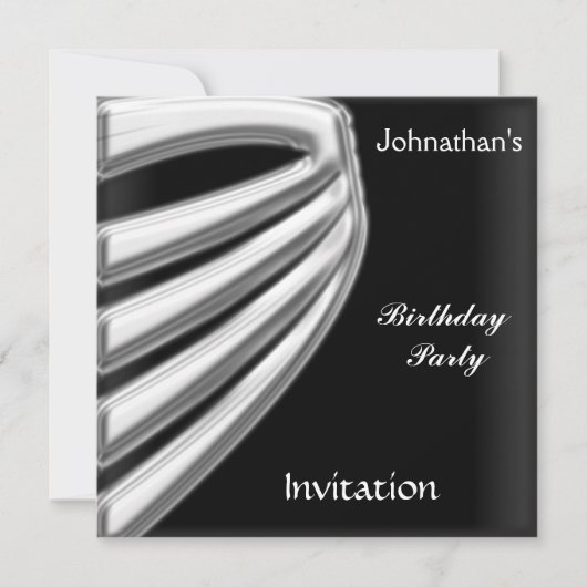 Mannen Black Silver Party Invitation bewaar de dat Save The Date (Voorkant)