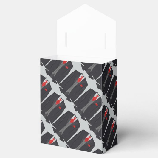 Mannen Black Suit en Red Stropdas Favor Box Bedankdoosjes (Geopend)