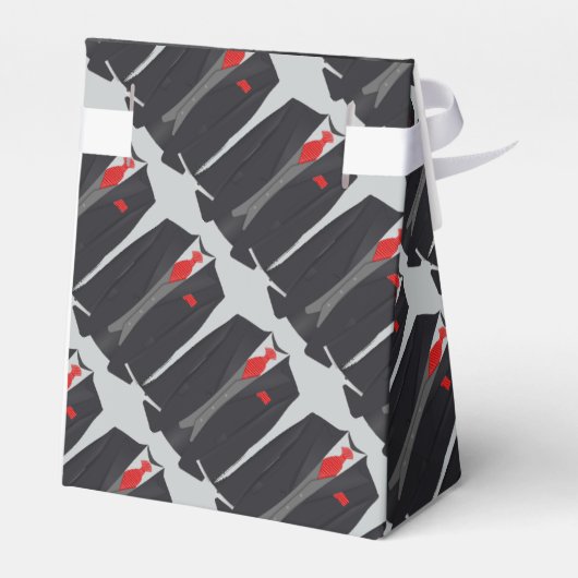 Mannen Black Suit en Red Stropdas Favor Box Bedankdoosjes (Achterkant)