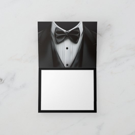 Mannen Black White Tuxedo verjaardagsfeestje Bedankkaart (Binnen)