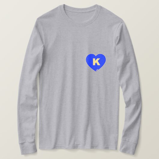 Mannen Blauw & Goud K-Hart T-shirt met lange mouwe (Design voorkant)
