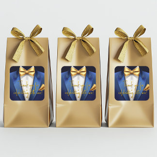 Mannen Blauw Goud Verjaardagsfeest Vierkante Sticker
