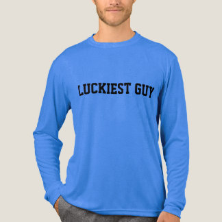 Mannen blauw "Luckiest Guy" Tri-Blend Shirt