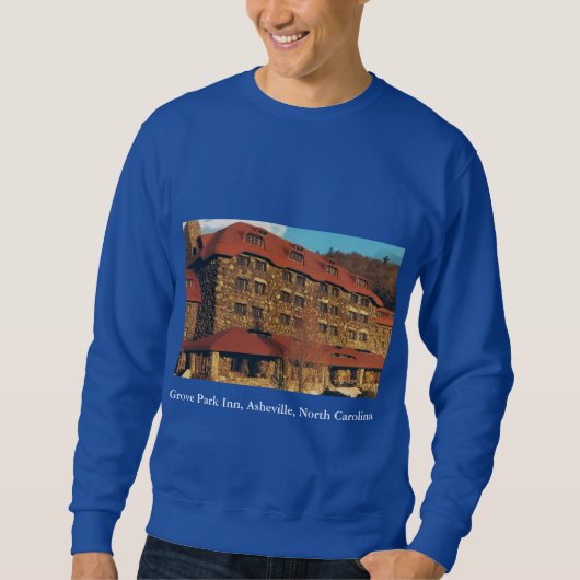 Mannen Blauw Sweatshirt met Grove Park Inn Foto (Voorkant)