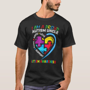 Mannen Blauw Trots Oom Autisme Bewustzijn Puzzelst T-shirt