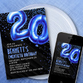 Mannen Blauwe 20ste Verjaardag Uitnodiging