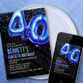 Mannen Blauwe 40ste Verjaardag Uitnodiging