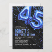 Mannen Blauwe 45ste Verjaardag Uitnodiging (Voorkant)