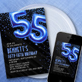 Mannen Blauwe 55ste Verjaardagsuitnodiging Kaart