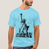 Mannen Blauwe Horizon Nyc Vrijheidsbeeld Manhattan T-shirt (Voorkant)