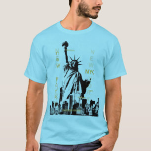 Mannen Blauwe Horizon Nyc Vrijheidsbeeld Manhattan T-shirt