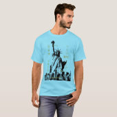 Mannen Blauwe Horizon Nyc Vrijheidsbeeld Manhattan T-shirt (Voorkant volledig)