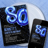 Mannen blauwe verjaardagsuitnodiging kaart