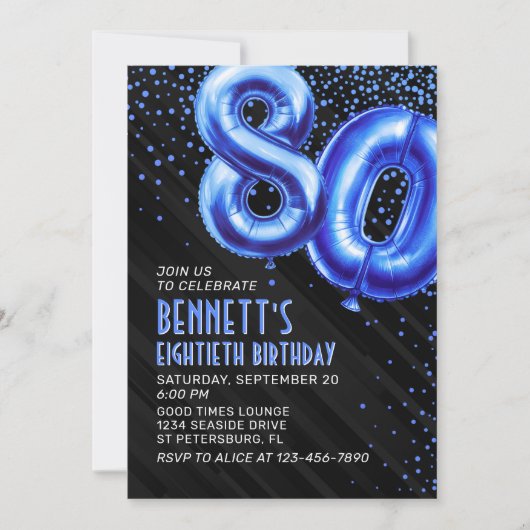 Mannen blauwe verjaardagsuitnodiging kaart (Voorkant)