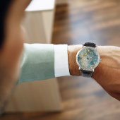 Mannen-Blauwgroen gouden marmeren horloge – zwart 