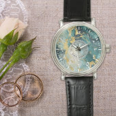 Mannen-Blauwgroen gouden marmeren horloge – zwart 