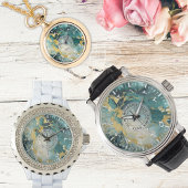 Mannen-Blauwgroen gouden marmeren horloge – zwart 