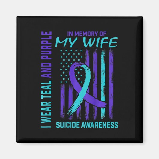 Mannen Blauwgroen Paarse Ribbon Suicide Awareness  Magneet (Voorkant)