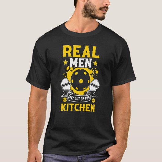 Mannen blijven uit de keuken met Pickleball Player T-shirt (Voorkant)