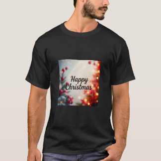 "Mannen Block Kleur Happy Christmas T-Shirt - Vet