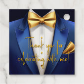 Mannen Blue Gold verjaardagsfeestje Bedankjes Labels (Achterkant)