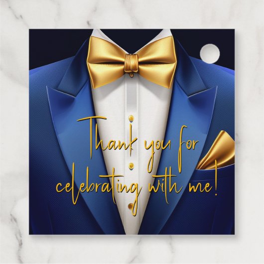 Mannen Blue Gold verjaardagsfeestje Bedankjes Labels (Achterkant)