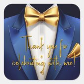 Mannen Blue Gold verjaardagsfeestje Vierkante Sticker (Voorkant)