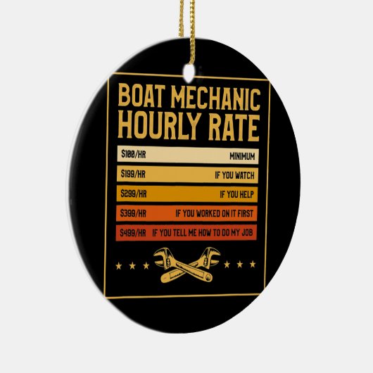 Mannen Boat Mechanic Hourly Rate Funny Mechanical Keramisch Ornament (Rechts)